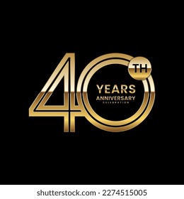 40 year anniversary. Anniversary logo design with double line concept, vector illustration