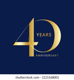 40 Year Anniversary Logo, Golden Color, Vector Template Design element for birthday, invitation, wedding, jubilee and greeting card illustration.