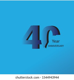 40 Year Anniversary Logo Vector Template Design Illustration blue, white