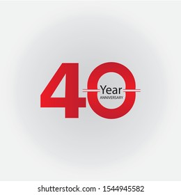 40 Year Anniversary Logo Vector Template Design Illustration red, white background