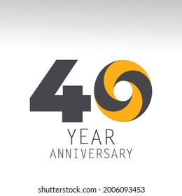 40 Year Anniversary Logo Vector Template Design Illustration White Color
