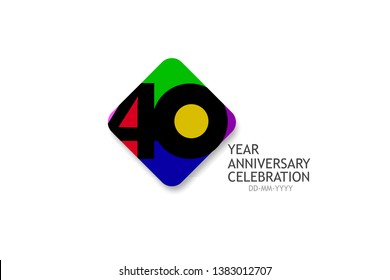 40 year anniversary, minimalist logo years, jubilee, greeting card. invitation - Vector 