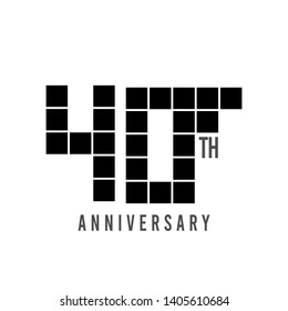 40 Year Anniversary Pixel Model Vector Template Design Illustration