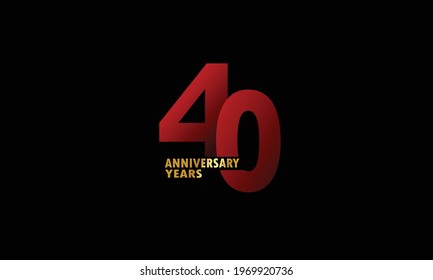 40 year anniversary red color, minimalist logo years, jubilee, greeting card. invitation on Grey background - Vector