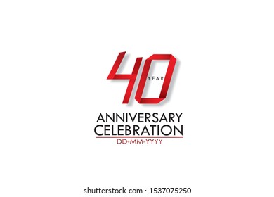 40 year anniversary, Red Dark Contour color with Speedy Design minimalist logo vector illustration on white background - Vector