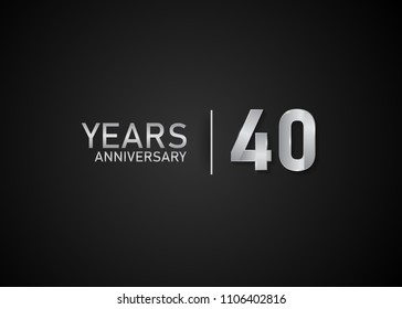 40 year anniversary silver design for celebration event isolated on black background 