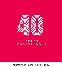 40 Year Anniversary Vector Template Design Illustration, flat design with pattern.