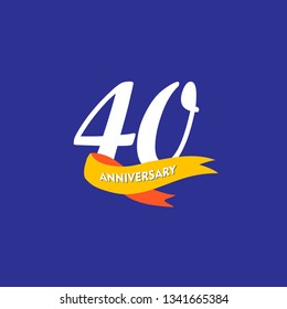 40 Year Anniversary Vector Template Design Illustration, with ribbon.