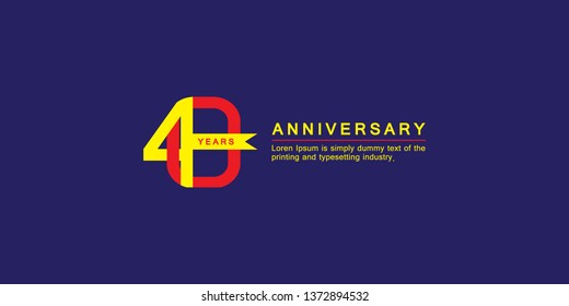 40 Year Anniversary Vector Template Design Illustration, with flat design.