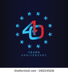 40 Year Anniversary Vector Template Design Illustration