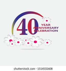 40 Year Anniversary Vector Template Design Illustration