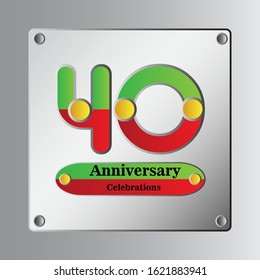 40 Year Anniversary Vector Template Design Illustration