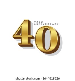 Ilustración de diseño de plantillas vectoriales de 40 años. Números Gold 3d.