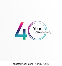 40 Year Anniversary Vector Template Design Illustration Elegant Rainbow White Background