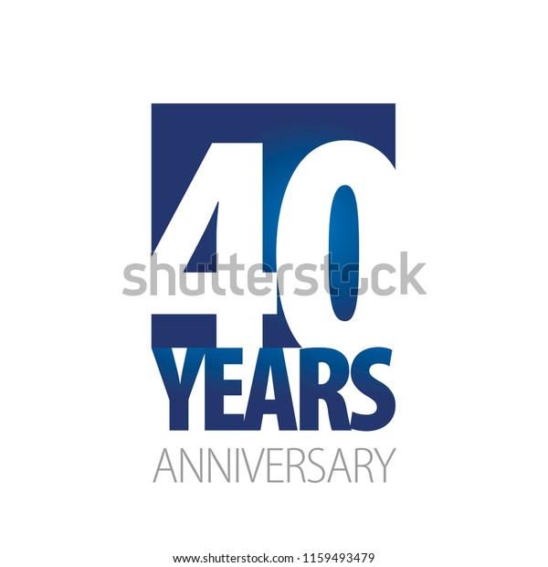 40 Years Anniversary Blue White Logo Stock Vector (Royalty Free) 1159493479