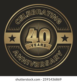 40 years anniversary. Celebrating anniversary emblem logo