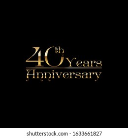 40 years Anniversary Celebrating golden text on black background. Vector template.