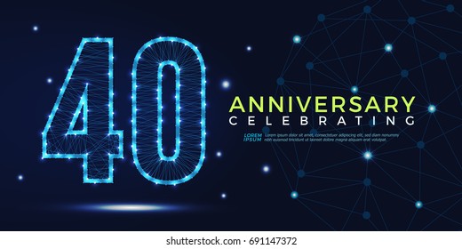 40 years anniversary celebrating numbers vector abstract polygonal silhouette. 40th anniversary concept. technology numbers vector illustration