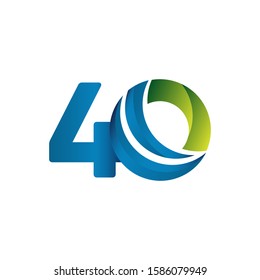 40 Years Anniversary Celebration Blue green Vector Template Design Illustration