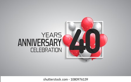 40 years anniversary celebration for company with balloons in square isolated on white background 