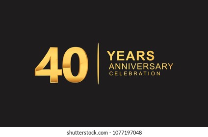 40 years anniversary celebration design with golden color isolated on black background for celebration event