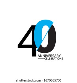 40 Years Anniversary Celebration. Elegant Number Vector Template Design Illustration