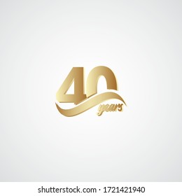 40 Years Anniversary Celebration Elegant Gold Logo Vector Template Design Illustration
