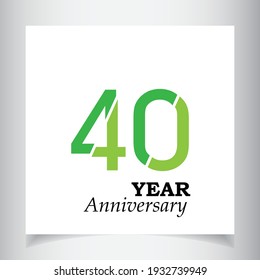 40 Years Anniversary Celebration Green Color Vector Template Design Illustration