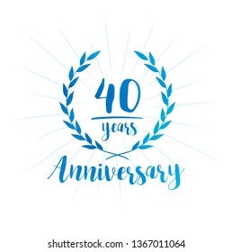 40 years anniversary celebration logo. Anniversary watercolor design template. Vector and illustration.