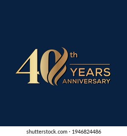 40 Years Anniversary Celebration. Anniversary logo and elegance golden color isolated on black background, vector design