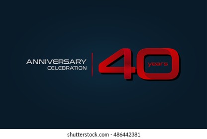40 years anniversary celebration logo, red, isolated on dark blue background
