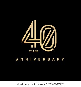 40 years anniversary celebration logotype. anniversary logo with golden and silver color isolated on black background, vector design for celebration, invitation card, and greeting card - Vector