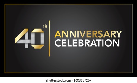 40 years anniversary celebration logotype. anniversary logo with golden and silver color isolated on black background, vector design for celebration, invitation card, and greeting card