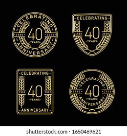 40 years anniversary celebration logotype. 40th anniversary logo collection. Set of anniversary design template. Vector and illustration.