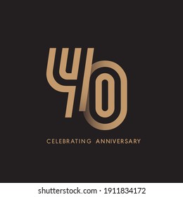 40 years anniversary celebration logotype with modern number gold color for celebration