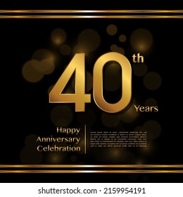40 years anniversary celebration logotype with gold color, for booklet, leaflet, magazine, brochure poster, banner, web, invitation or greeting card. Vector illustrations.