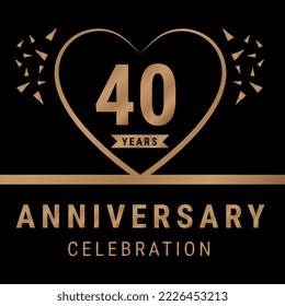 40 years anniversary celebration logotype. anniversary logo with golden color isolated on black background, vector design for celebration, invitation card, and greeting card. Eps10 Vector Illustration