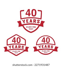 40 years anniversary celebration logotype. 40th anniversary logo collection. Set of anniversary design template. Vector illustration.