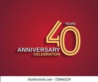 40 years anniversary celebration logotype with linked number gold and silver color isolated on red color. vector anniversary for celebration, invitation card, and greeting card