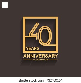40 years anniversary celebration logotype style linked line in the square with golden color. vector illustration isolated on dark background