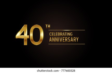 40 years anniversary celebration logotype. anniversary logo with shiny  golden color isolated on black background, vector design for celebration, invitation card, and greeting card