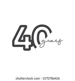 40 Years Anniversary Celebration Number Vector Template Design Illustration Logo Icon