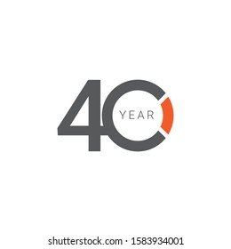 40 Years Anniversary Celebration Orange Vector Template Design Illustration