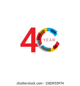 40 Years Anniversary Celebration out color Vector Template Design Illustration