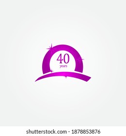 40 Years Anniversary Celebration Purple Vector Template Design Illustration