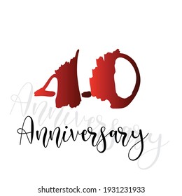 40 Years Anniversary Celebration Red Color Vector Template Design Illustration