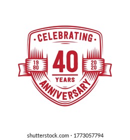 40 years anniversary celebration shield design template. 40th anniversary logo. Vector and illustration.