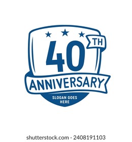 40 years anniversary celebration shield design template. 40th anniversary logo. Vector and illustration.