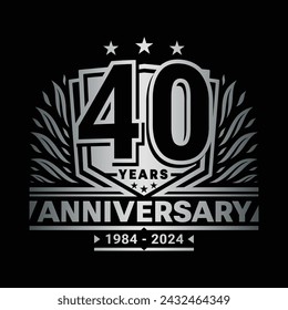 40 years anniversary celebration shield design template. 40th anniversary logo. Vector and illustration.