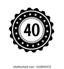 40 years anniversary celebration simple emblem, label, badge, logo. vintage logo, 40 year sign, jubilee, greeting card.circle shapes with stars